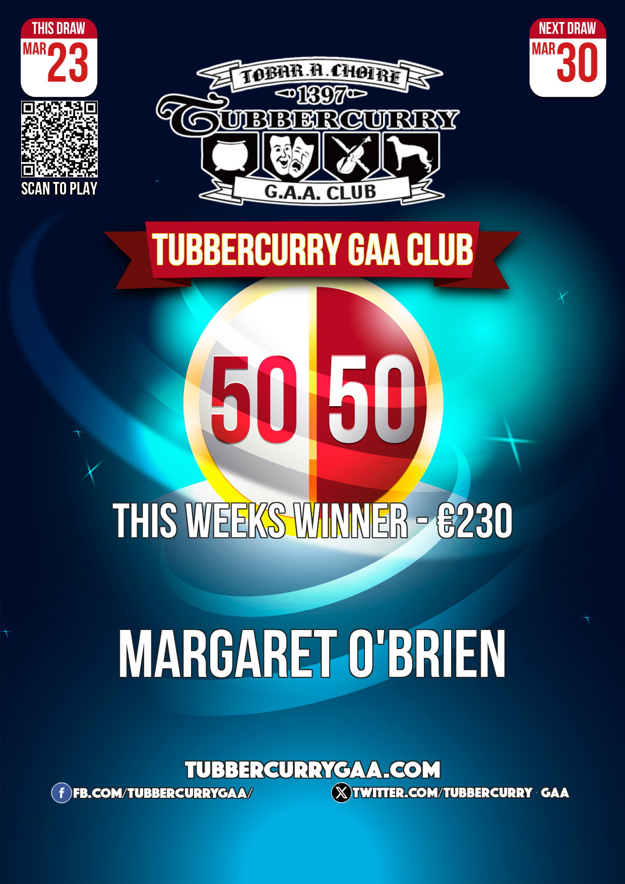 TubbercurryGAA Draw Results:23rd March 2026